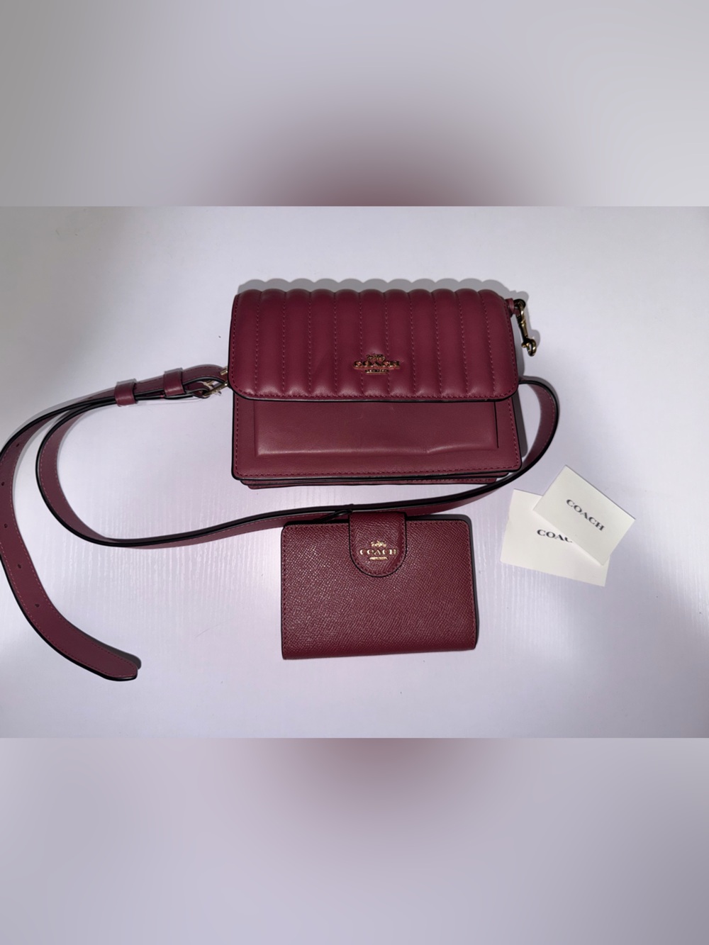 Coach Foldover Belt Bag with Linear Quilting with Matching Wallet NWT